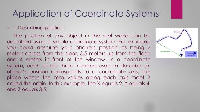 Application of coordinate system and vectors in the real life