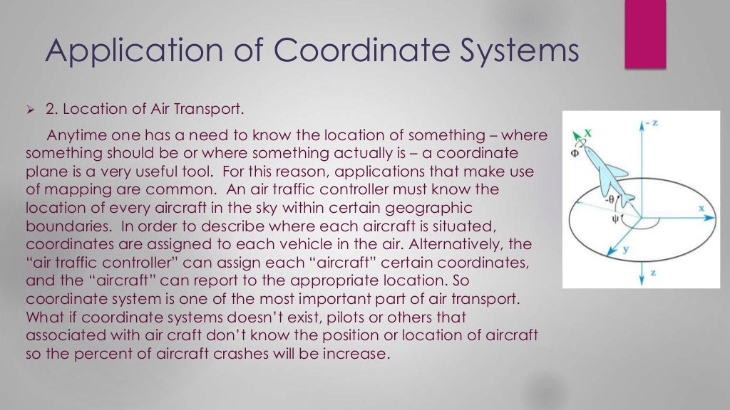 Application of coordinate system and vectors in the real life