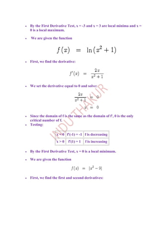Application of derivatives | DOCX