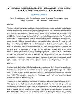 APPLICATION OF ELECTROSTIMULATION FOR THE MANAGEMENT OF THE GLOTTIC
