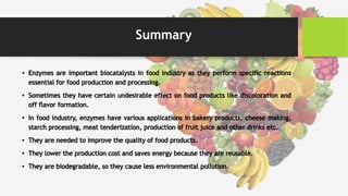 Application of enzymes in food industry | PPTX