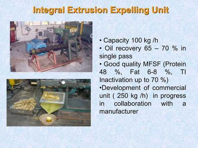 Application of expanders and extruders for oil seed processing | PPT