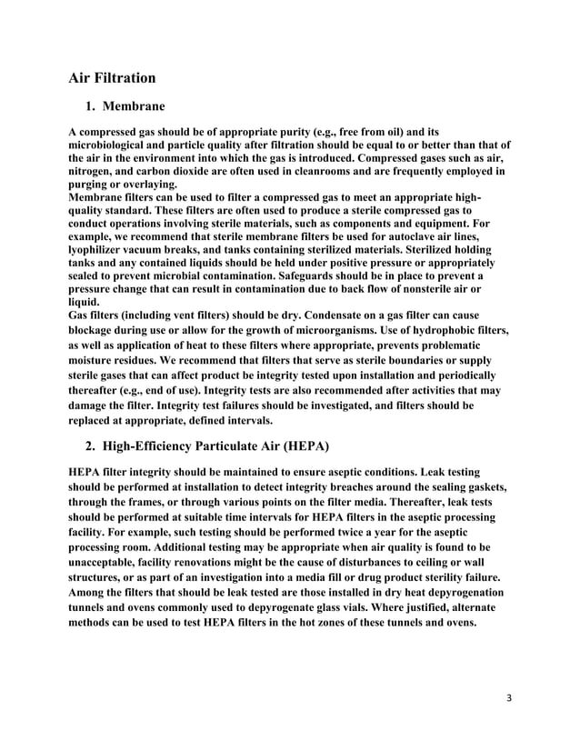 Application of filtration process in pharmaceutical