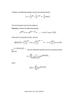 Application of fourier series to differential equations | PDF