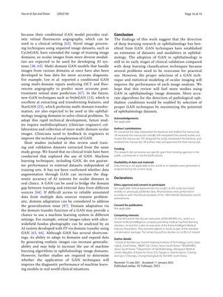 Application of generative adversarial networks (GAN) for ophthalmology ...