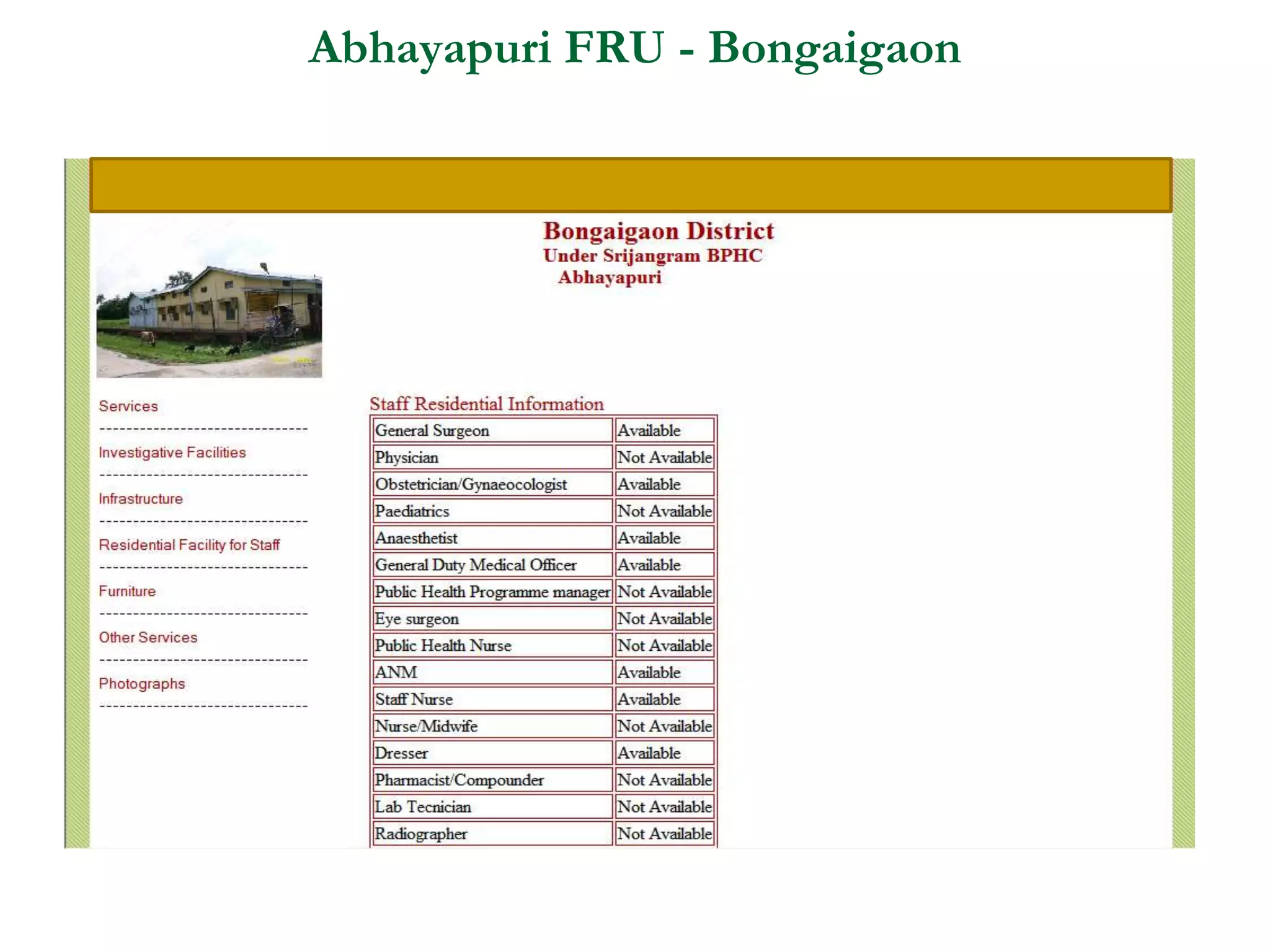 Abhayapuri FRU - Bongaigaon
 