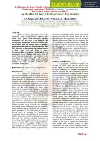 Application Of Gis In Transportation Engineering | PDF