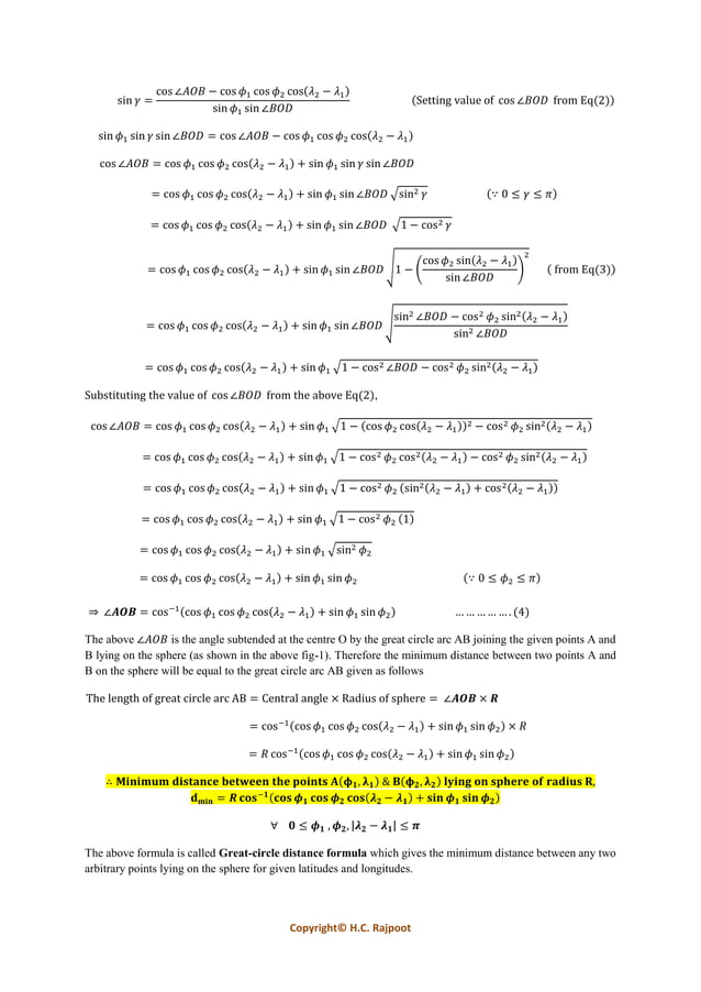 derivation-of-great-circle-distance-formula-using-of-hcr-s-inverse