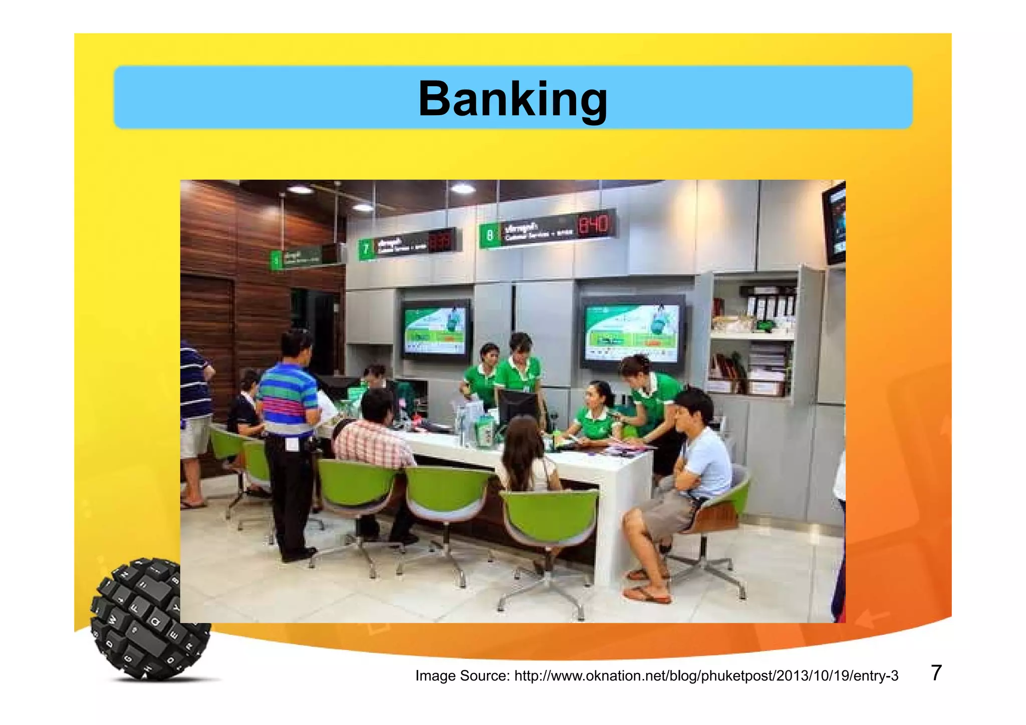 7Image Source: http://www.oknation.net/blog/phuketpost/2013/10/19/entry-3
Banking
 