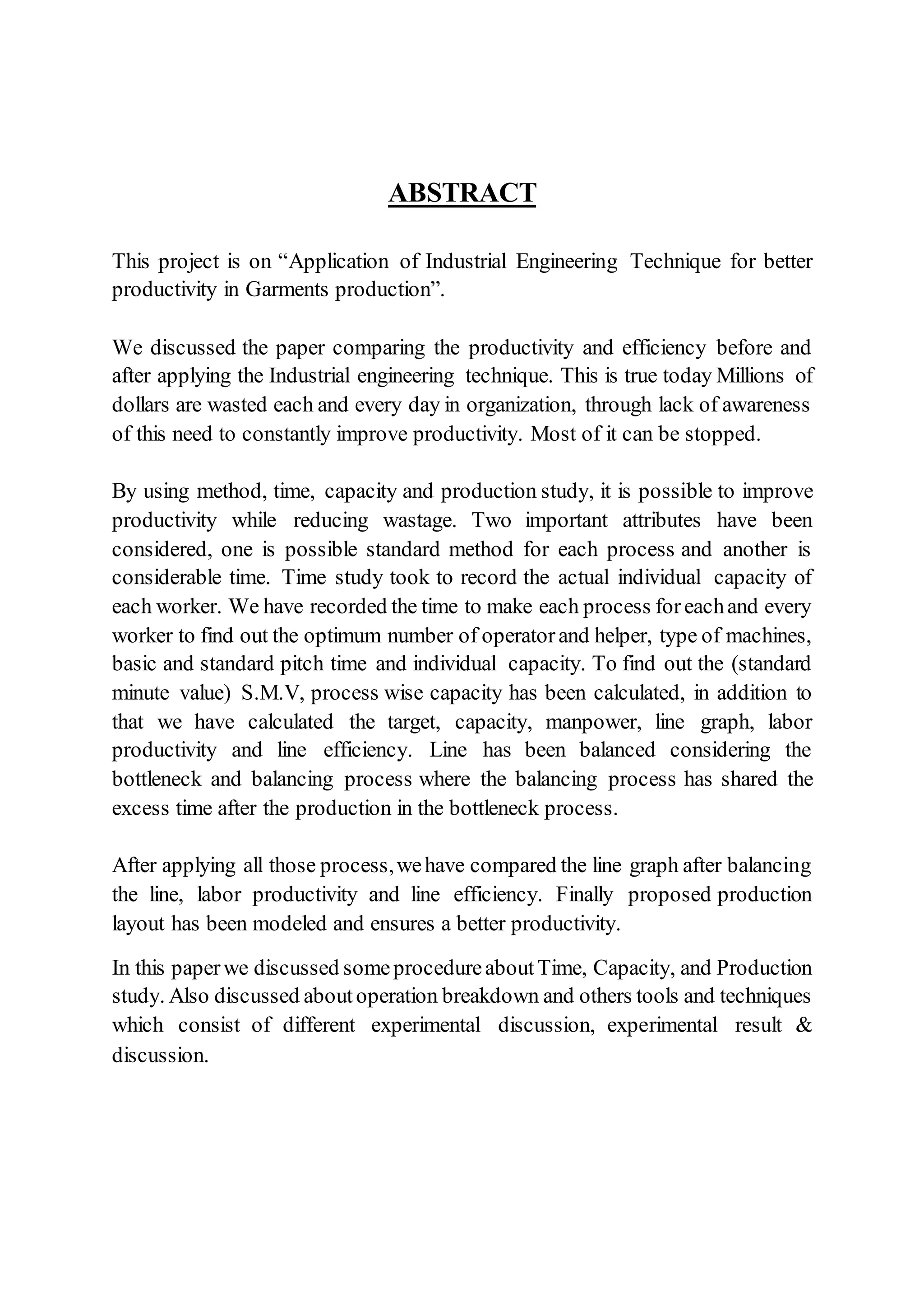 Application of industrial engineering techniques in garments production ...