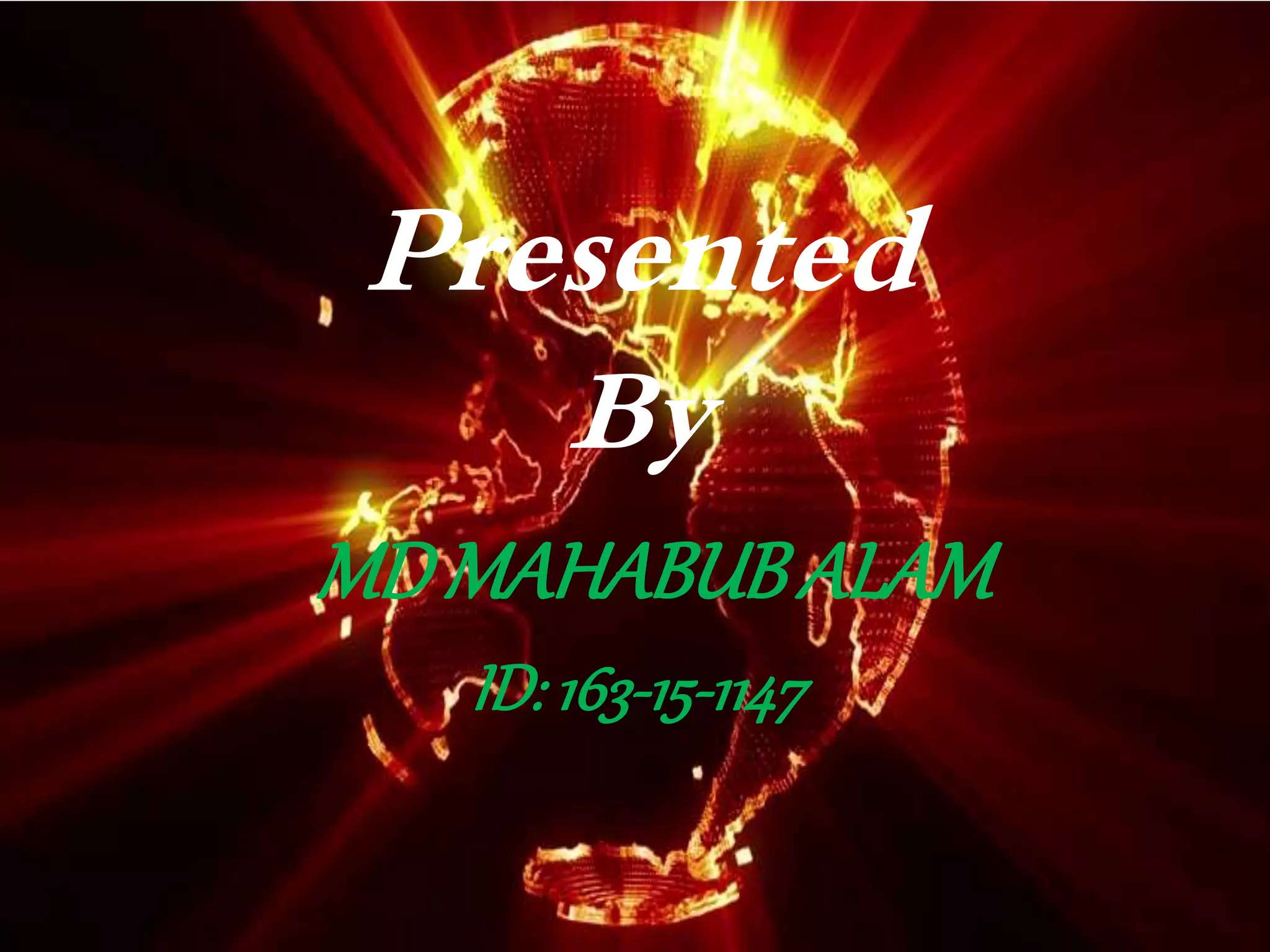 Presented
By
MDMAHABUBALAM
ID: 163-15-1147