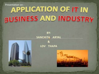Presentation on :




                          BY:
                    SANCHITA ARYAL
                           &
                      LOV THAPA
 