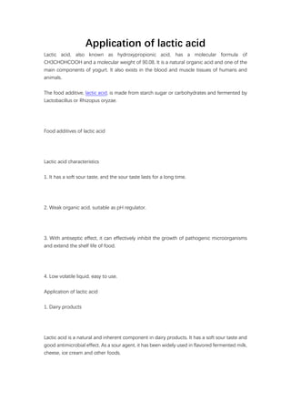 Application of lactic acid | PDF