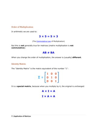 Application of matrices in real life