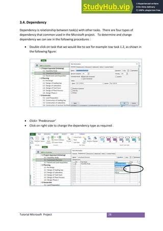 Ms Project Dependencies Examples Application Of Microsoft Project To Manage Successful Project | PDF