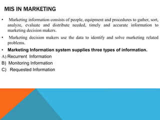 Application of mis in material mangement and marketing | PPTX