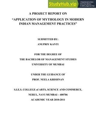 Application Of Mythology In Modern Indian Management Practices | PDF