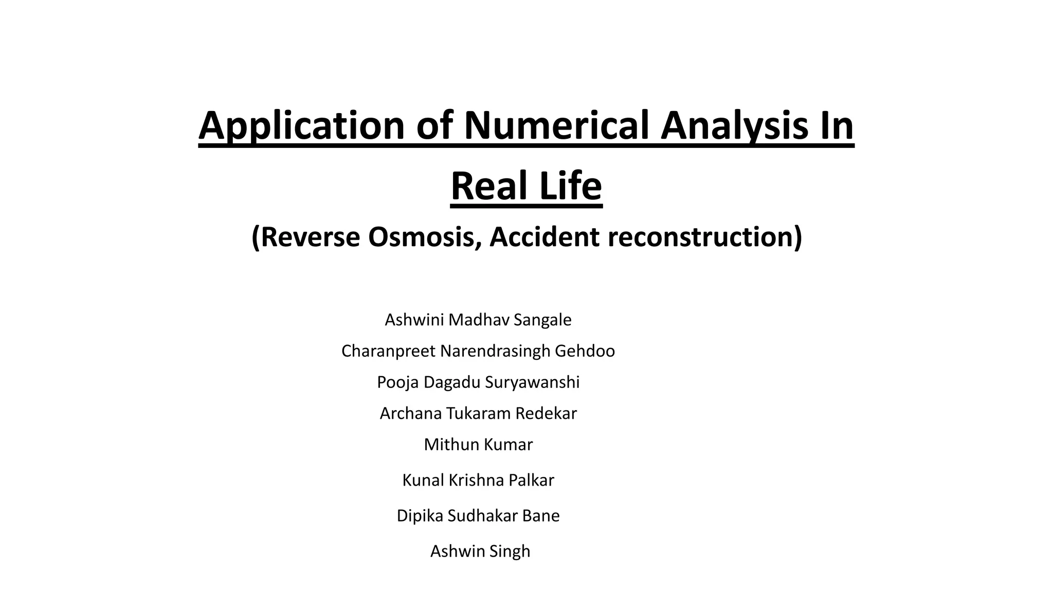 Application Of Numerical Analysis In Real Life
