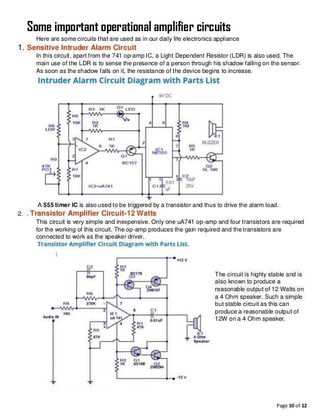 Application of operational amplifier