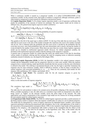 Application of ordinal logistic regression in the study of students ...