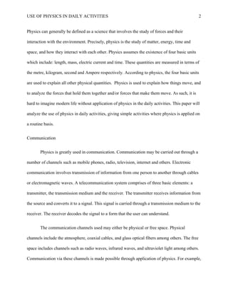 Application of physics | DOC | Physics | Science