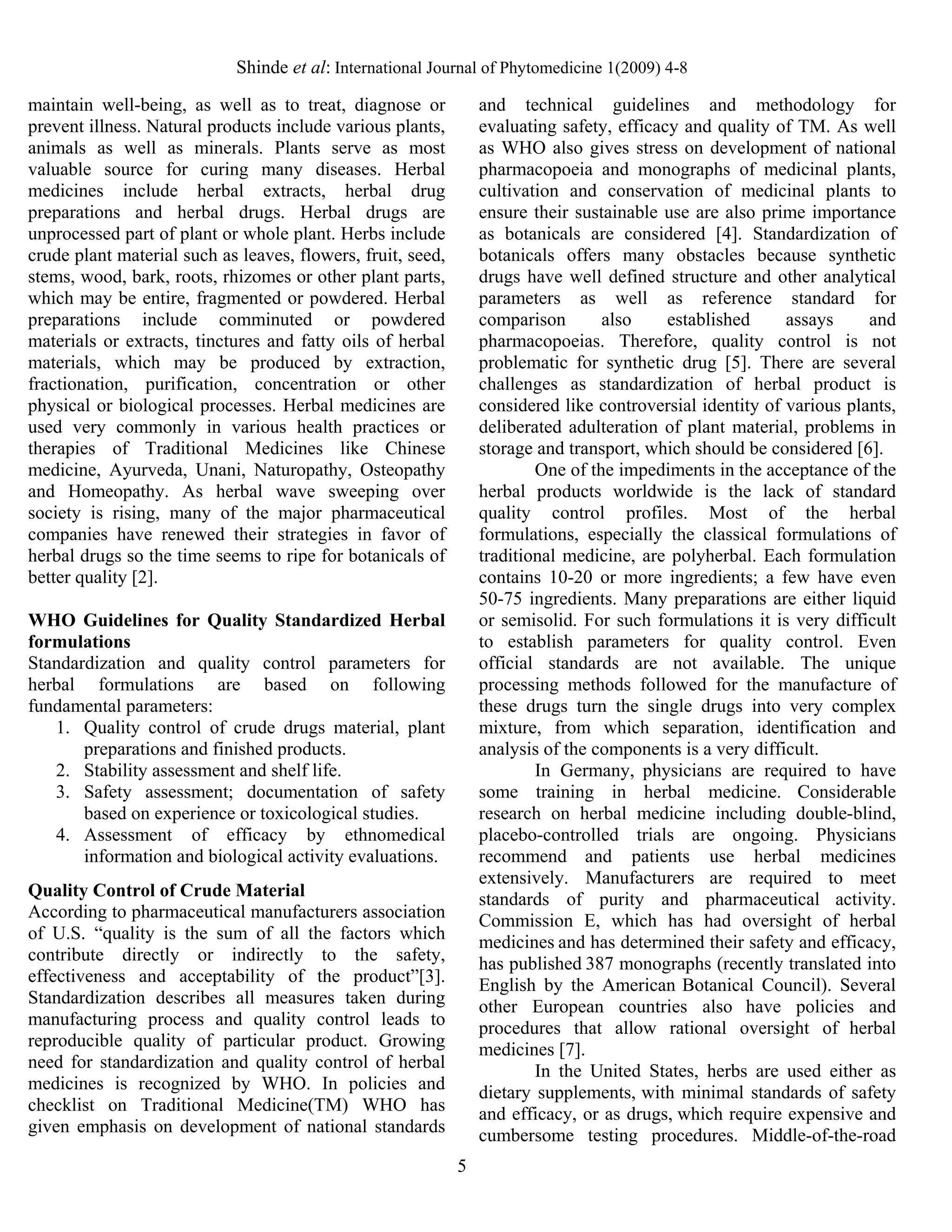 Application of quality control principles to herbal drugs | PDF