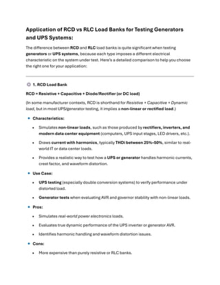 Application of RCD vs RLC Load Banks for Testing Generators and UPS ...