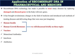 Application of recombinant dna in the pharmaceutical and medical fields ...