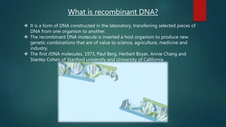 Application of recombinant dna products | PPTX