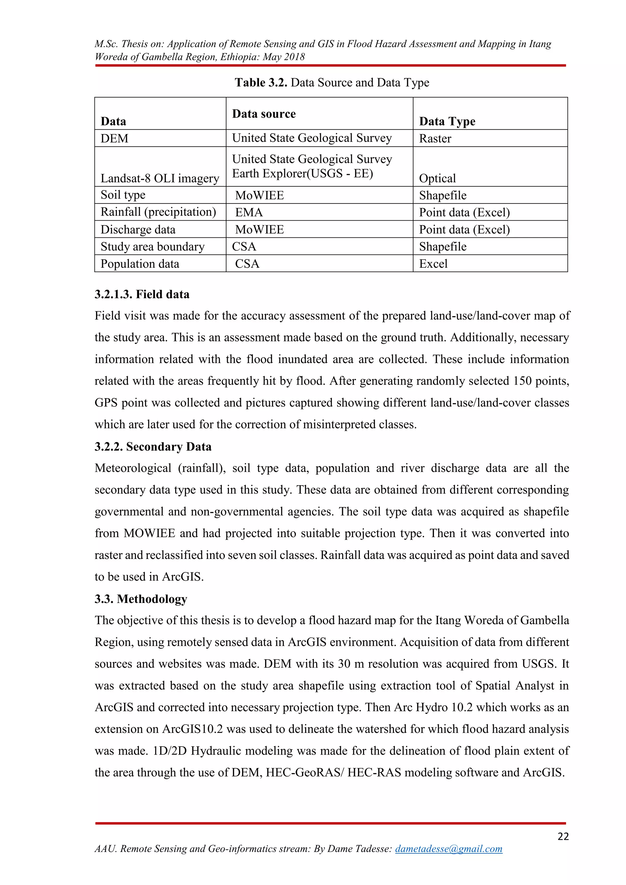 APPLICATION OF REMOTE SENSING AND GIS IN FLOOD HAZARD assesment and ...