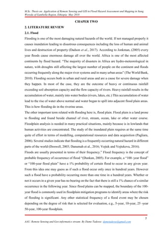 APPLICATION OF REMOTE SENSING AND GIS IN FLOOD HAZARD assesment and ...