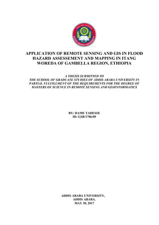 APPLICATION OF REMOTE SENSING AND GIS IN FLOOD HAZARD assesment and ...