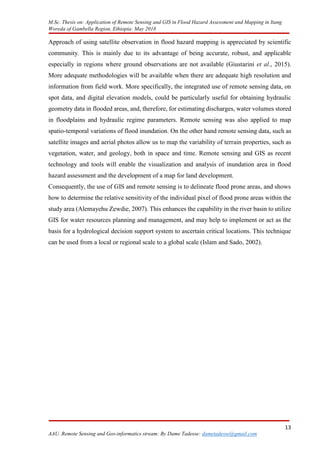APPLICATION OF REMOTE SENSING AND GIS IN FLOOD HAZARD assesment and ...