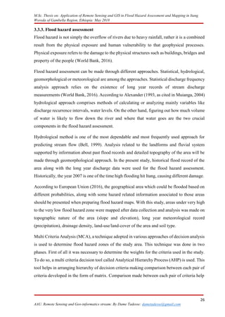 APPLICATION OF REMOTE SENSING AND GIS IN FLOOD HAZARD assesment and ...