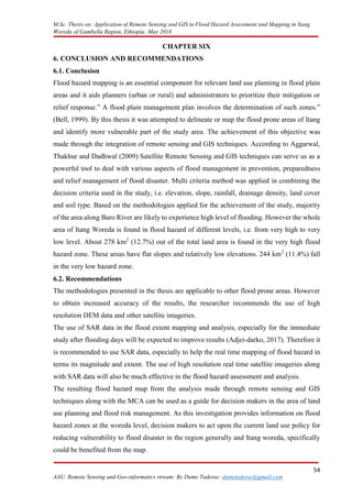 APPLICATION OF REMOTE SENSING AND GIS IN FLOOD HAZARD assesment and ...