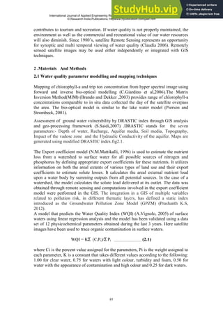 Application Of Remote Sensing And Gis In Water Quality Assessment Review Paper Pdf Application Of Remote Sensing And Gis In Water Quality Assessment Review Paper Pdf