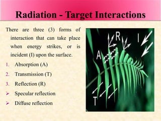 Radiation - Target Interactions
There are three (3) forms of
interaction that can take place
when energy strikes, or is
in...