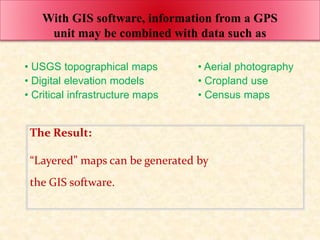 Example of Map “Layers”
A GIS database creates “layers” with
many pieces of information visualized
for the same area.
Yiel...