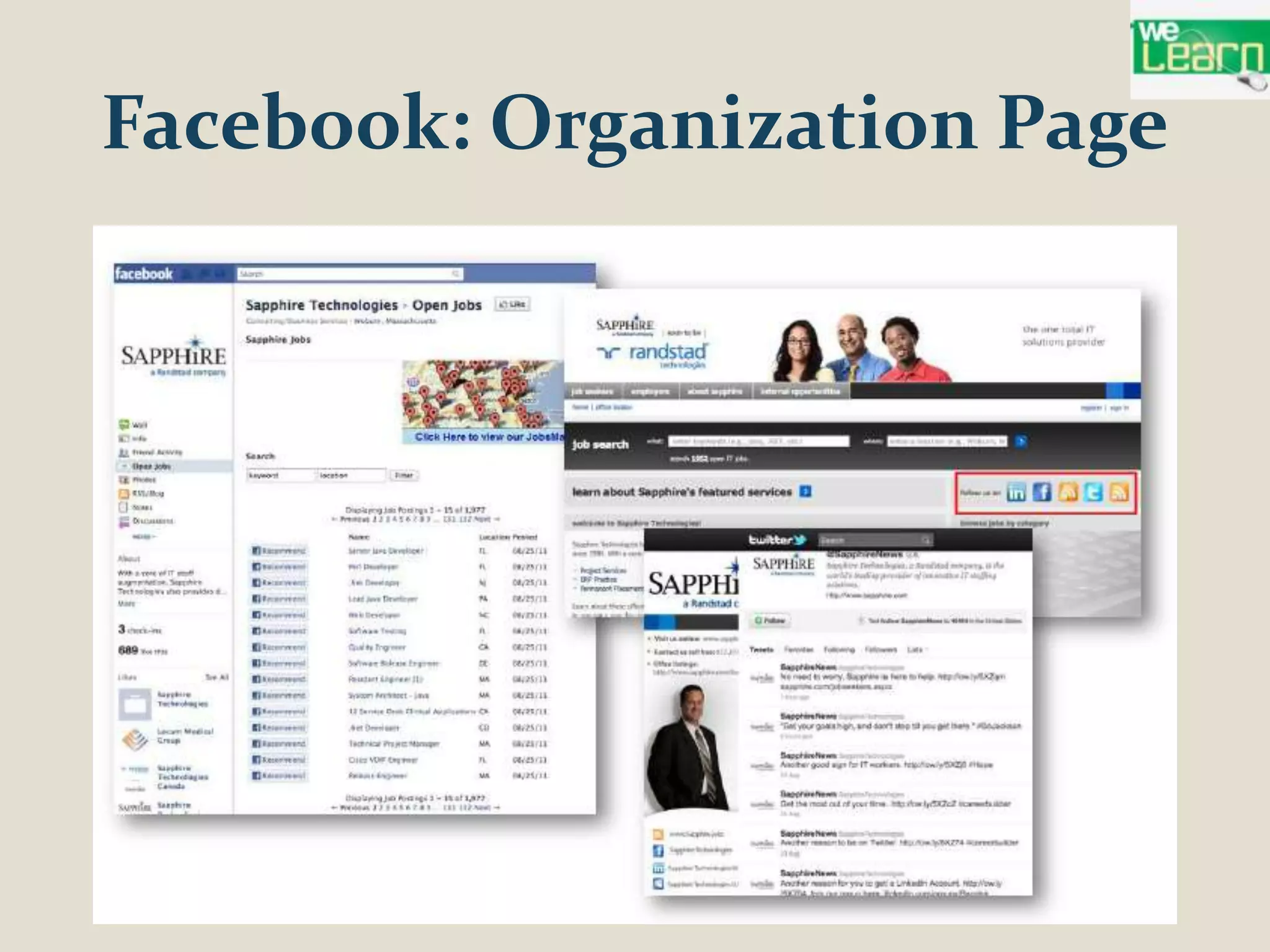 Facebook: Organization Page
 