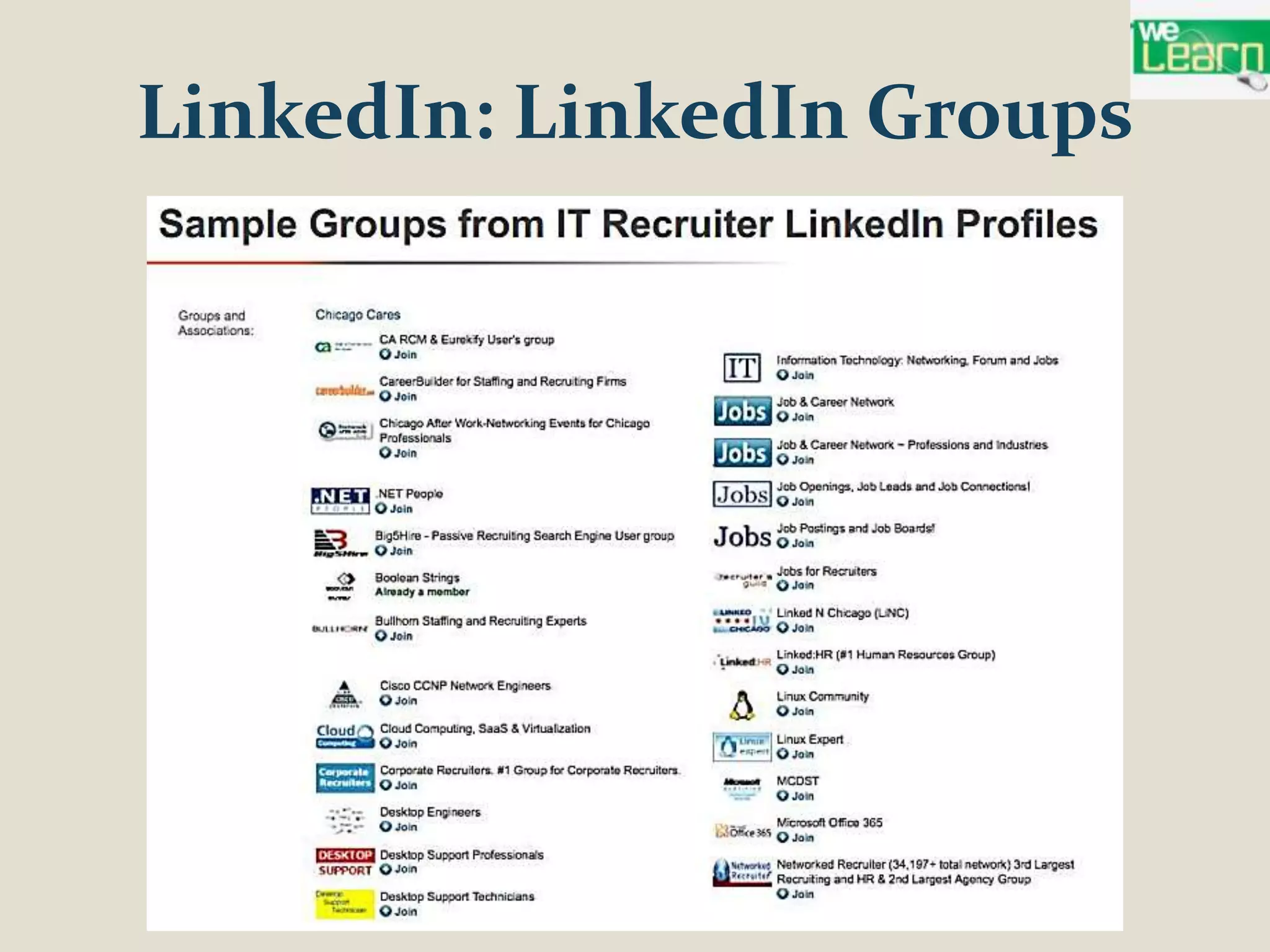 LinkedIn: LinkedIn Groups
 