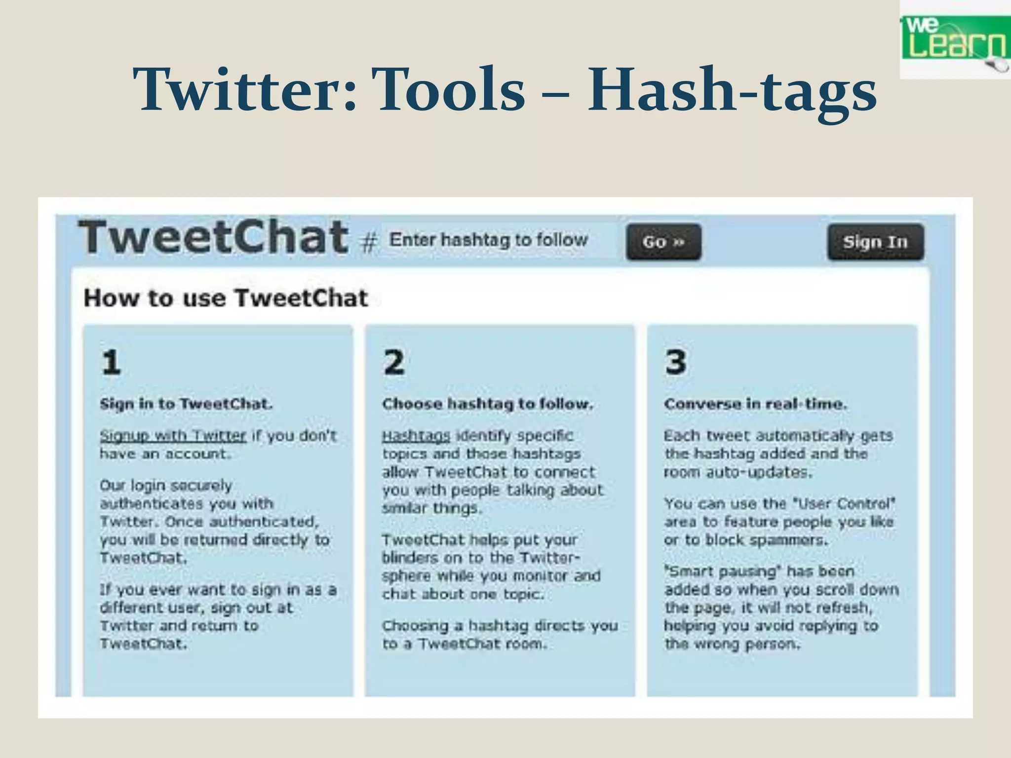 Twitter: Tools – Hash-tags
 