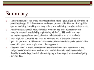 Application of survival data analysis introduction and discussion | PDF