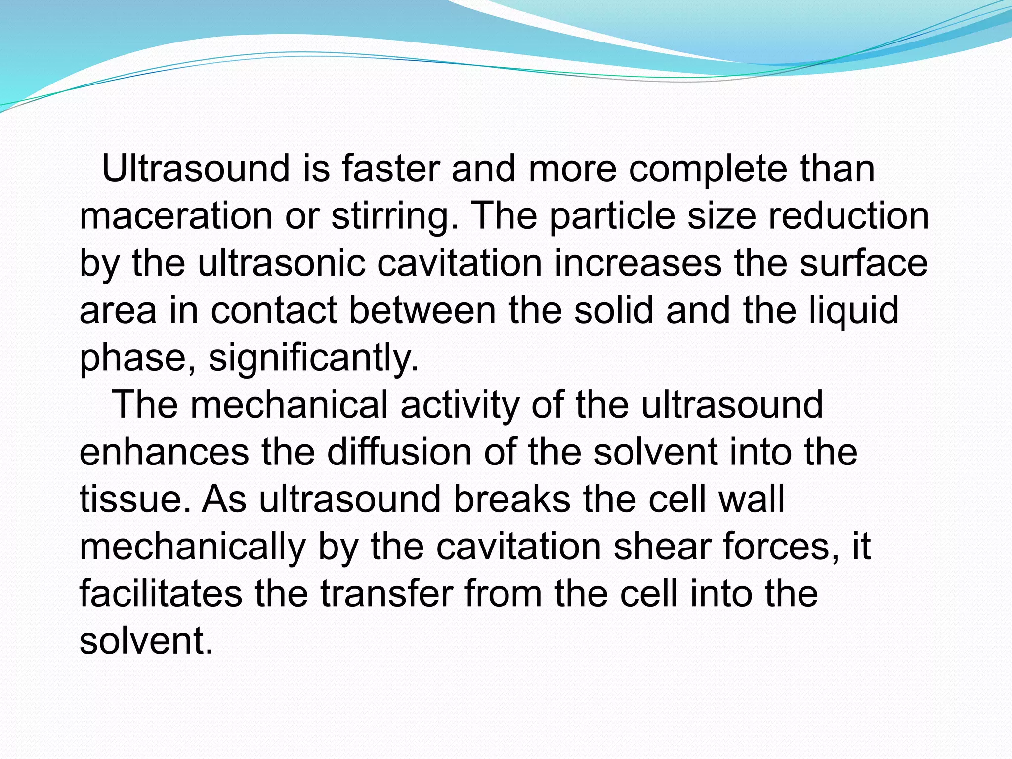 Application of ultrasound in separation process | PPTX