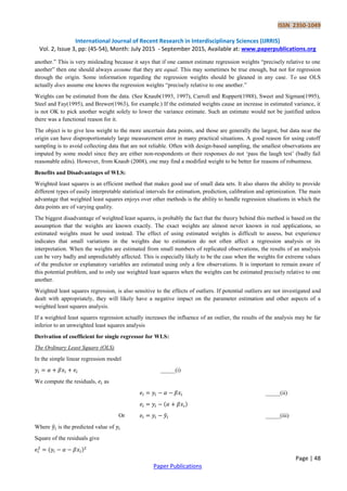 Application of Weighted Least Squares Regression in Forecasting | PDF