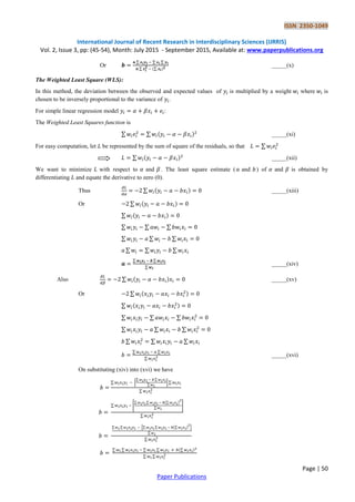 Application of Weighted Least Squares Regression in Forecasting | PDF