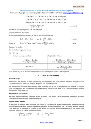 Application of Weighted Least Squares Regression in Forecasting | PDF