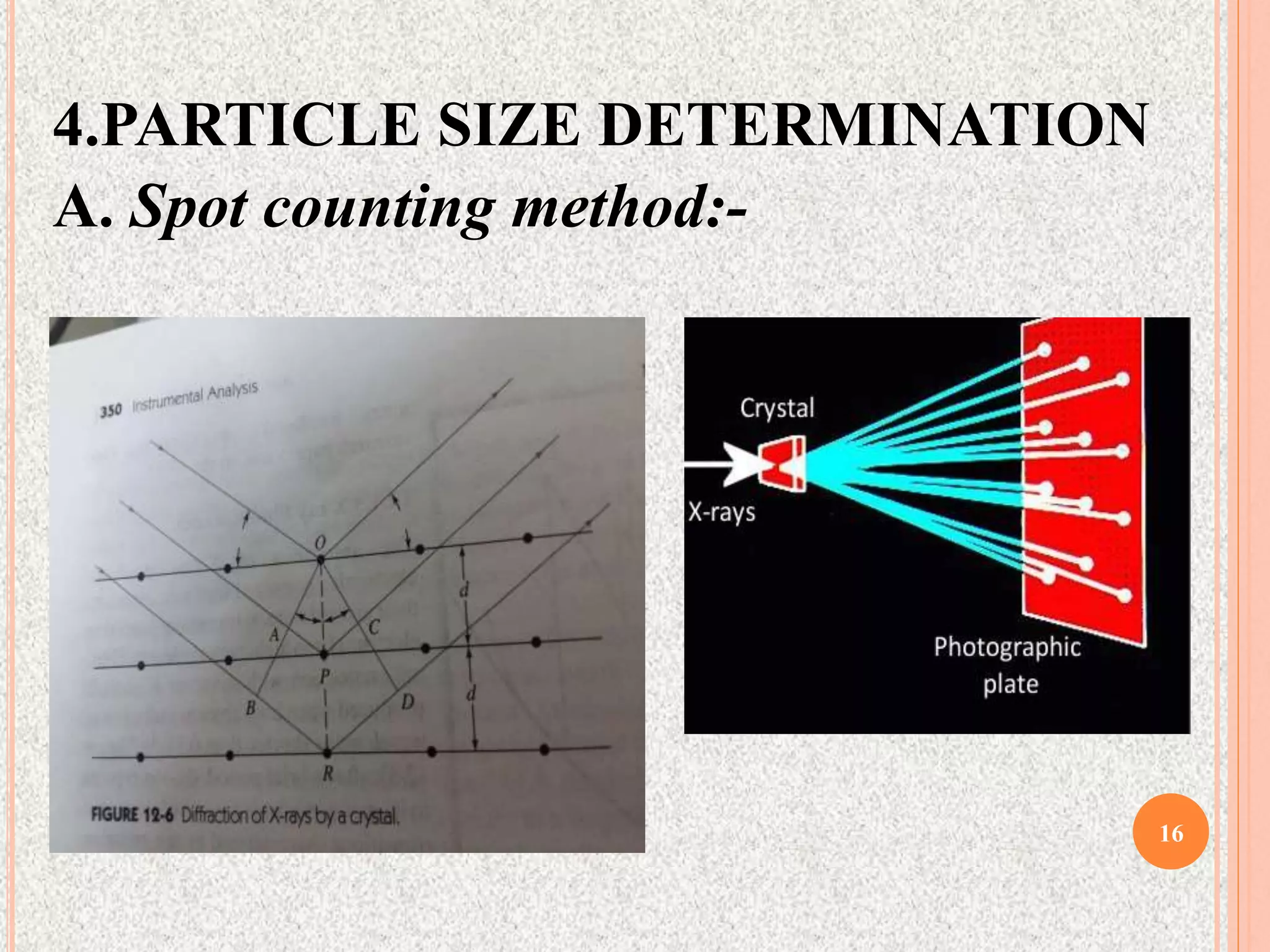 4.PARTICLE SIZE DETERMINATION
A. Spot counting method:-
16
 