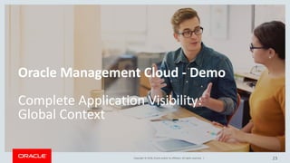 Copyright © 2018, Oracle and/or its affiliates. All rights reserved. | 23
Oracle Management Cloud - Demo
Complete Application Visibility:
Global Context
 