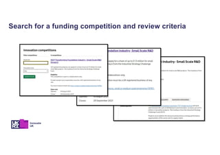 Search for a funding competition and review criteria
 