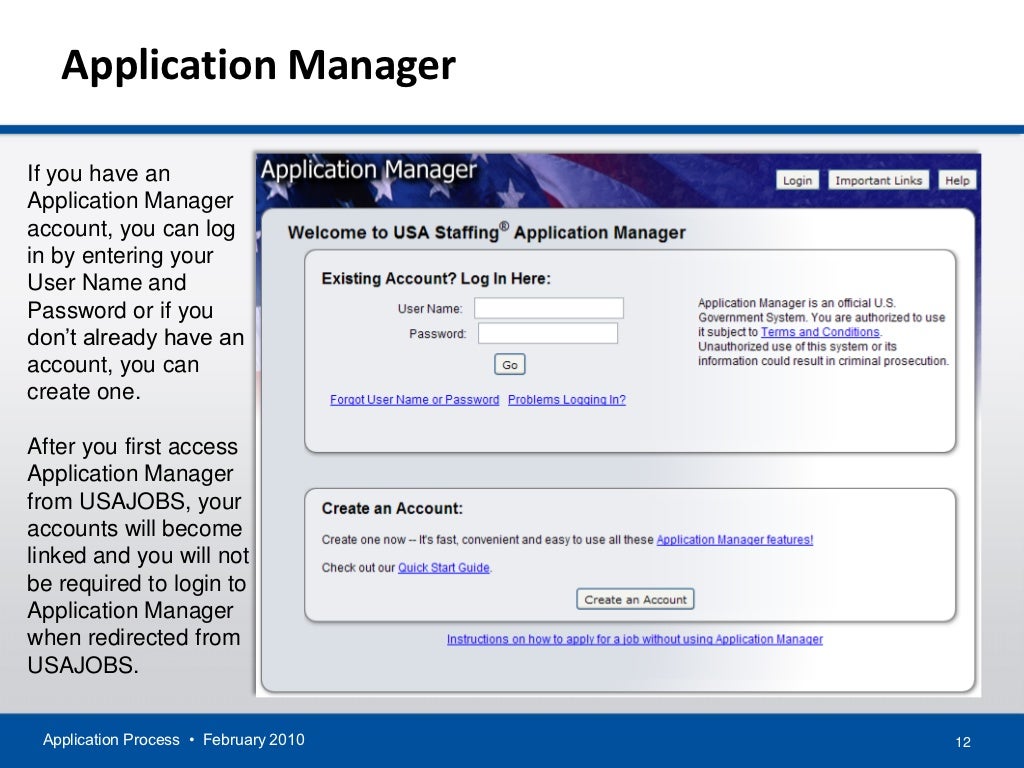 APPLICATION PROCESS for USAJOBS